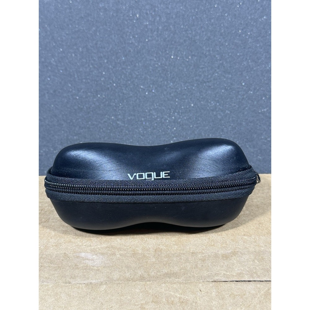 Vogue Semi-Hard Zipper Eyeglass/Sunglass Case Medium-Large Size BLACK Clamshell